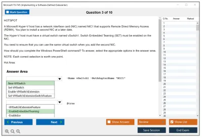 Microsoft 70-745 Implementing a Software-Defined Datacenter Practice test exam simulator test engine exam Prep practice test questions answers Image 3