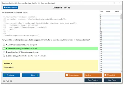 Salesforce Certified-B2C-Commerce-Developer Salesforce Certified B2C Commerce Developer Practice test exam simulator test engine exam Prep practice test questions answers Image 13