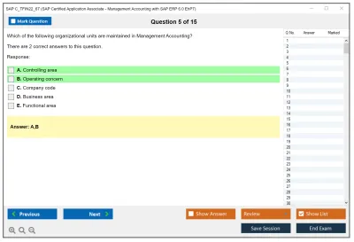 SAP C_TFIN22_67 SAP Certified Associate - Management Accounting with SAP ERP 6.0 EhP7 Practice test exam simulator test engine exam Prep practice test questions answers Image 5
