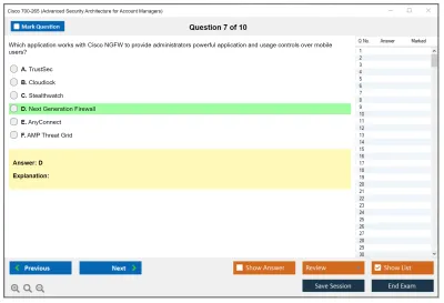 Cisco 700-265 Advanced Security Architecture for Account Managers Practice test exam simulator test engine exam Prep practice test questions answers Image 7