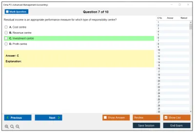 Cima P2 Advanced Management Accounting Practice test exam simulator test engine exam Prep practice test questions answers Image 7