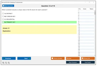Microsoft 98-364 Database Fundamentals Practice test exam simulator test engine exam Prep practice test questions answers Image 12