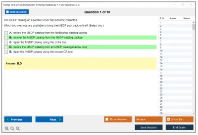 Veritas VCS-275 Administration of Veritas NetBackup 7.7 and NetBackup Appliances 2.7 Practice test exam simulator test engine exam Prep practice test questions answers Image 1