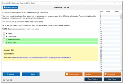 Microsoft MB-210 Microsoft Dynamics 365 for Sales Practice test exam simulator test engine exam Prep practice test questions answers Image 7