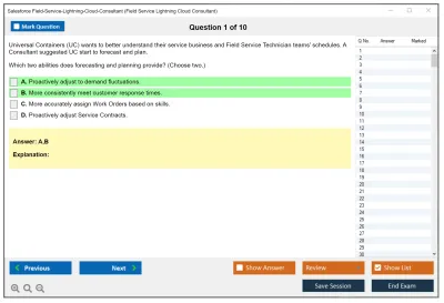 Salesforce Field-Service-Lightning-Cloud-Consultant Field Service Lightning Cloud Consultant Practice test exam simulator test engine exam Prep practice test questions answers Image 1