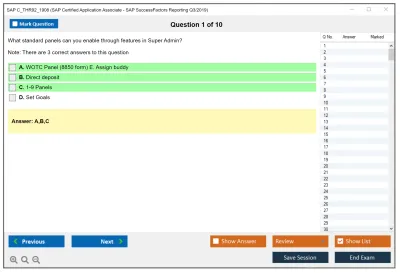 SAP C_THR92_1908 SAP Certified Application Associate - SAP SuccessFactors Reporting Q3/2019 Practice test exam simulator test engine exam Prep practice test questions answers Image 1