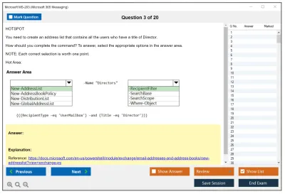 Microsoft MS-203 Microsoft 365 Messaging Practice test exam simulator test engine exam Prep practice test questions answers Image 3