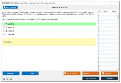EMC E20-542 VMAX3 Solutions and Design Specialist Exam for Technology Architects Practice test exam simulator test engine exam Prep practice test questions answers Image 8