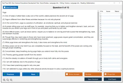 Test Prep GED-Test General Educational Development Test: Social Studies, Language Arts - Writing, Science, Language Arts - Reading, Mathematics Practice test exam simulator test engine exam Prep practice test questions answers Image 6
