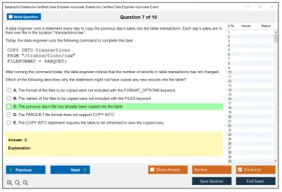 Databricks Databricks-Certified-Data-Engineer-Associate Databricks Certified Data Engineer Associate Exam Practice test exam simulator test engine exam Prep practice test questions answers Image 7