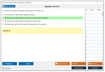 Axis Communications ANVE Axis Network Video Exam Practice test exam simulator test engine exam Prep practice test questions answers Image 10