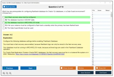 Oracle 1z0-066 Oracle Database 12c: Data Guard Administration Practice test exam simulator test engine exam Prep practice test questions answers Image 2