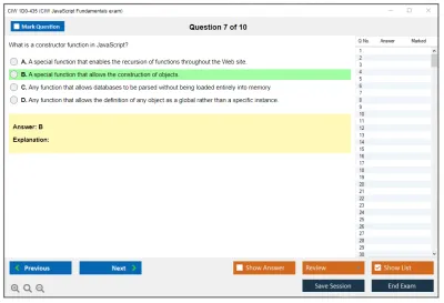 CIW 1D0-435 CIW JavaScript Fundamentals exam Practice test exam simulator test engine exam Prep practice test questions answers Image 7