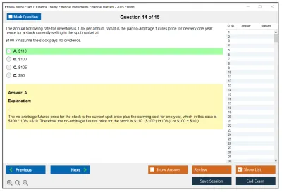 PRMIA 8006 Exam I: Finance Theory Financial Instruments Financial Markets - 2015 Edition Practice test exam simulator test engine exam Prep practice test questions answers Image 14
