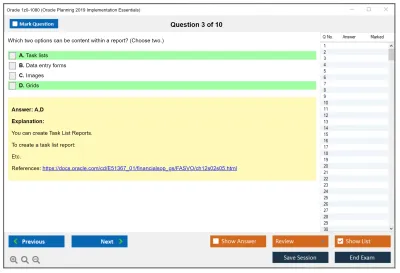 Oracle 1z0-1080 Oracle Planning 2019 Implementation Essentials Practice test exam simulator test engine exam Prep practice test questions answers Image 3
