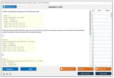 Qlik QSDA2019 Qlik Sense Data Architect Certification Exam - June 2019 Release Practice test exam simulator test engine exam Prep practice test questions answers Image 3