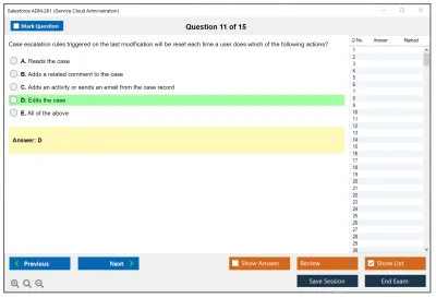 Salesforce ADM-261 Salesforce Service Cloud Administration Practice test exam simulator test engine exam Prep practice test questions answers Image 11