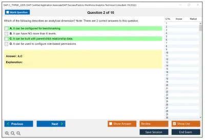SAP C_THR96_2205 SAP Certified Application AssociateSAP SuccessFactors Workforce Analytics Technical Consultant 1H/2022 Practice test exam simulator test engine exam Prep practice test questions answers Image 2