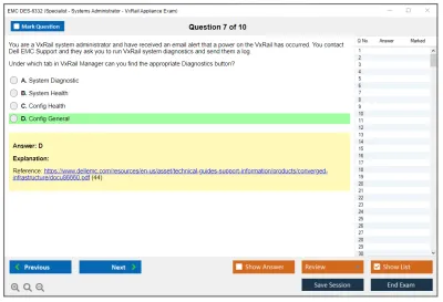 EMC DES-6332 Specialist - Systems Administrator, VxRail Appliance Exam Practice test exam simulator test engine exam Prep practice test questions answers Image 7