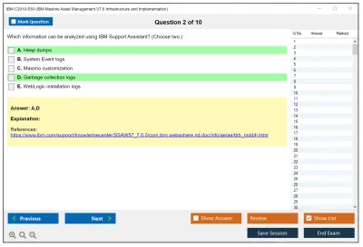 IBM C2010-530 IBM Maximo Asset Management V7.6 Infrastructure and Implementation Practice test exam simulator test engine exam Prep practice test questions answers Image 2