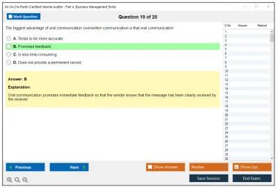 IIA IIA-CIA-Part4 Certified Internal Auditor - Part 4, Business Management Skills Practice test exam simulator test engine exam Prep practice test questions answers Image 19