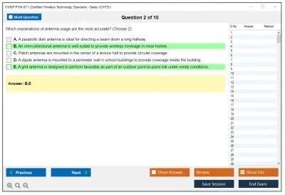 CWNP PW0-071 Certified Wireless Technology Specialist - Sales Practice test exam simulator test engine exam Prep practice test questions answers Image 2