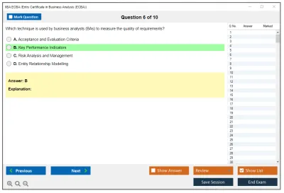 IIBA ECBA Entry Certificate in Business Analysis (ECBA) Practice test exam simulator test engine exam Prep practice test questions answers Image 6