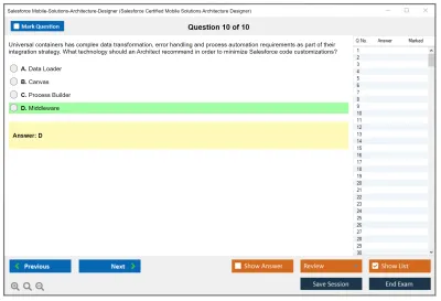 Salesforce Mobile-Solutions-Architecture-Designer Salesforce Certified Mobile Solutions Architecture Designer Practice test exam simulator test engine exam Prep practice test questions answers Image 10