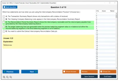 Oracle 1z0-1056-21 Oracle Financials Cloud: Receivables 2021 Implementation Essentials Practice test exam simulator test engine exam Prep practice test questions answers Image 3