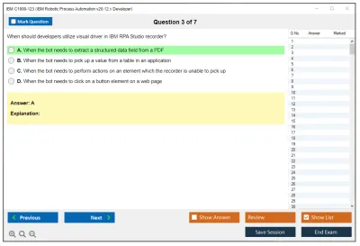 IBM C1000-123 IBM Robotic Process Automation v20.12.x Developer Practice test exam simulator test engine exam Prep practice test questions answers Image 3