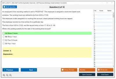 SAP C_BYD15_1908 SAP Certified Associate - SAP Business ByDesign Implementation Consultant Practice test exam simulator test engine exam Prep practice test questions answers Image 8
