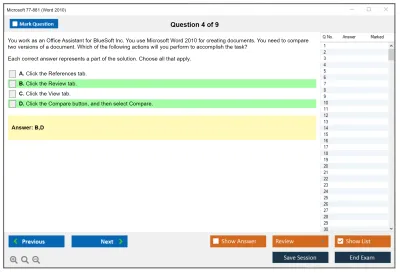Microsoft 77-881 Word 2010 Practice test exam simulator test engine exam Prep practice test questions answers Image 4
