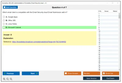 Symantec 250-445 Administration of Symantec Email Security.cloud - v1 Practice test exam simulator test engine exam Prep practice test questions answers Image 4