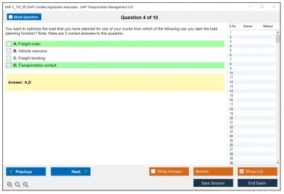SAP C_TM_95 SAP Certified Application Associate - SAP Transportation Management 9.5 Practice test exam simulator test engine exam Prep practice test questions answers Image 4