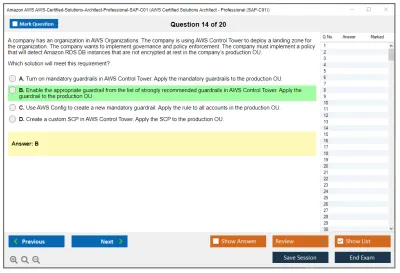 Amazon AWS AWS-Certified-Solutions-Architect-Professional-SAP-C01 AWS Certified Solutions Architect - Professional (SAP-C01) Practice test exam simulator test engine exam Prep practice test questions answers Image 14