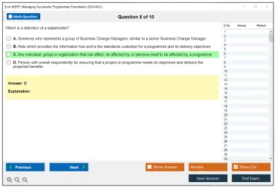 Exin MSPF Managing Successful Programmes Foundation (EX0-003) Practice test exam simulator test engine exam Prep practice test questions answers Image 8