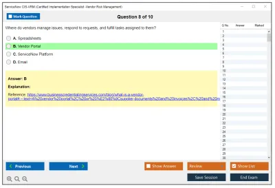 ServiceNow CIS-VRM Certified Implementation Specialist -Vendor Risk Management Practice test exam simulator test engine exam Prep practice test questions answers Image 8