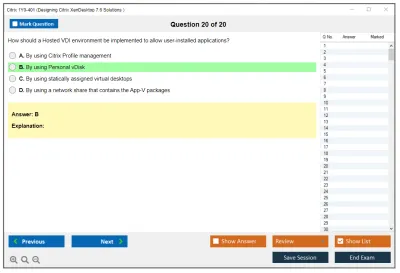 Citrix 1Y0-401 Designing Citrix XenDesktop 7.6 Solutions  Practice test exam simulator test engine exam Prep practice test questions answers Image 20