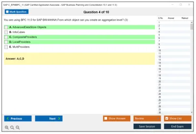 SAP C_EPMBPC_11 SAP Certified Application Associate - SAP Business Planning and Consolidation 10.1 and 11.0 Practice test exam simulator test engine exam Prep practice test questions answers Image 4