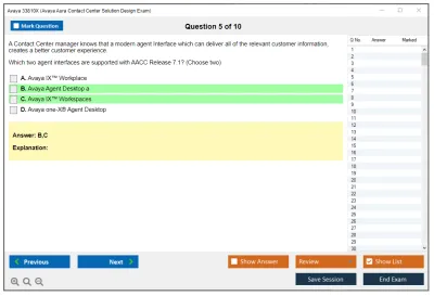 Avaya 33810X Avaya Aura Contact Center Solution Design Exam Practice test exam simulator test engine exam Prep practice test questions answers Image 5