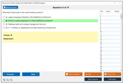 Hortonworks HDPCD Hortonworks Data Platform Certified Developer Practice test exam simulator test engine exam Prep practice test questions answers Image 9