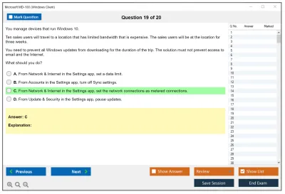 Microsoft MD-100 Windows Client Practice test exam simulator test engine exam Prep practice test questions answers Image 19