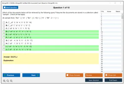MongoDB C100DBA MongoDB Certified DBA Associate Exam (Based on MongoDB 4.4) Practice test exam simulator test engine exam Prep practice test questions answers Image 1