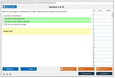 SAP C_TS413_2021 SAP Certified Associate - SAP S/4HANA Asset Management Practice test exam simulator test engine exam Prep practice test questions answers Image 4