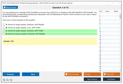 SAP E_S4HCON2020 SAP Certified Technology Specialist - SAP S/4HANA Conversion and SAP System Upgrade Practice test exam simulator test engine exam Prep practice test questions answers Image 3