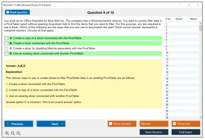 Microsoft 77-888 Microsoft Excel 2010 Expert Practice test exam simulator test engine exam Prep practice test questions answers Image 4