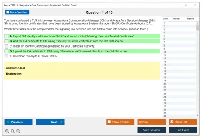 Avaya 71201X Avaya AuraCore Components Implement Certified Exam Practice test exam simulator test engine exam Prep practice test questions answers Image 1