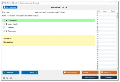 SAP C_THINK1_02 SAP Certified Associate - Design Thinking Practice test exam simulator test engine exam Prep practice test questions answers Image 7