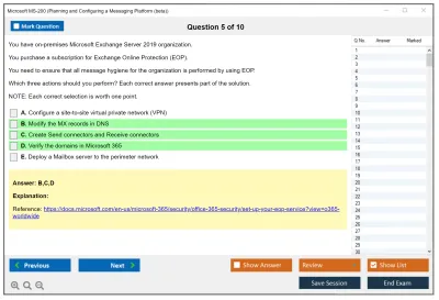 Microsoft MS-200 Planning and Configuring a Messaging Platform  Practice test exam simulator test engine exam Prep practice test questions answers Image 5