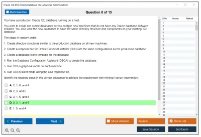 Oracle 1z0-063 Oracle Database 12c: Advanced Administration Practice test exam simulator test engine exam Prep practice test questions answers Image 8